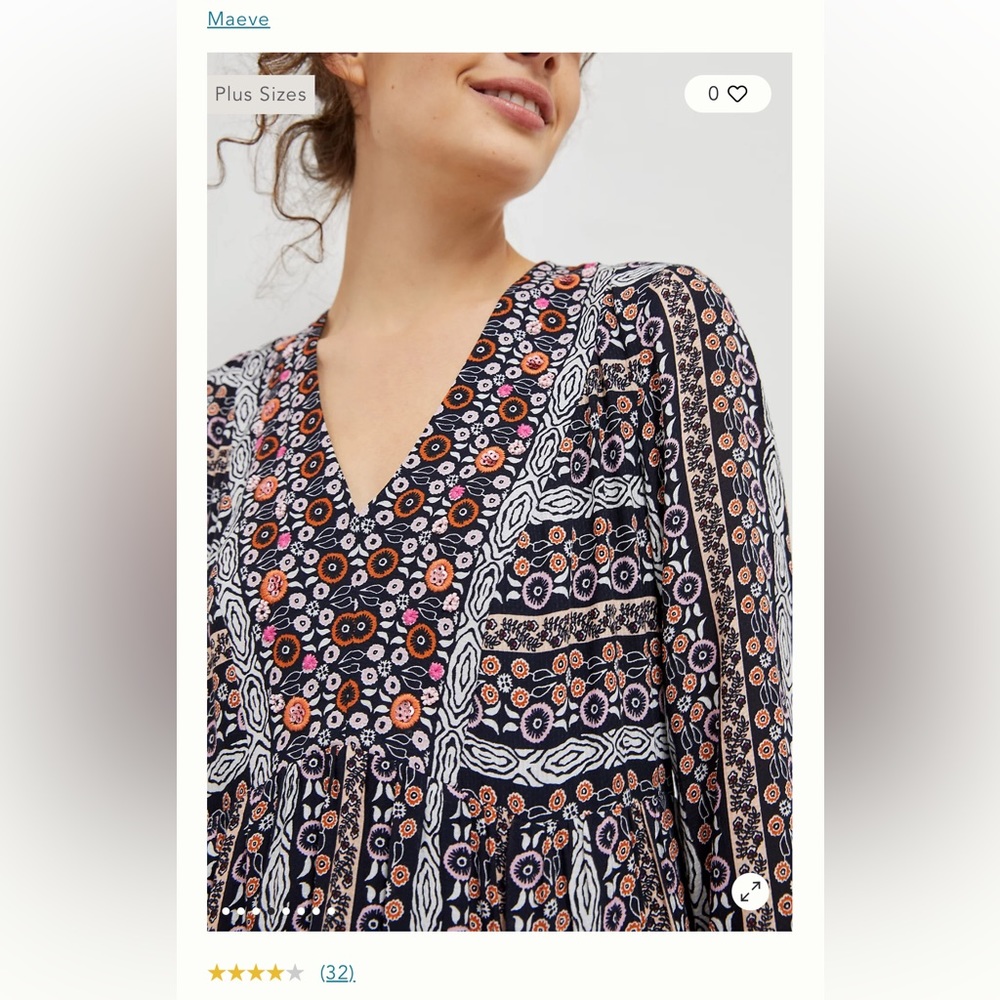 Maeve Anthropologie Naomi Embroidered Tunic Dress